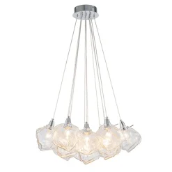 Dimmable 13-Light Frozen Glass Ice Style Cluster Chandelier