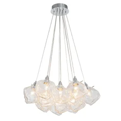 Dimmable 13-Light Frozen Glass Ice Style Cluster Chandelier
