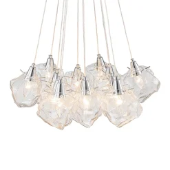 Dimmable 13-Light Frozen Glass Ice Style Cluster Chandelier
