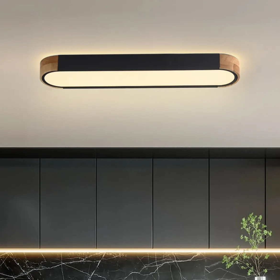 Dimmable Minimalist Long Oval Flush Mount LED Light