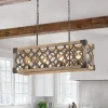 Farmhouse Antique Wooden Rectangle Box Linear Chandelier
