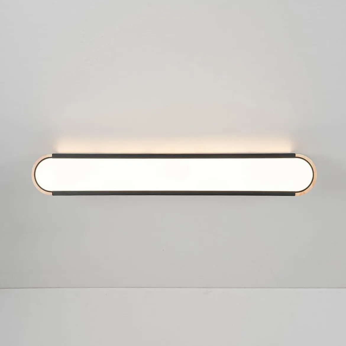 Farmhouse Black Mesh Wood Dimmable LED Oval Ceiling Light