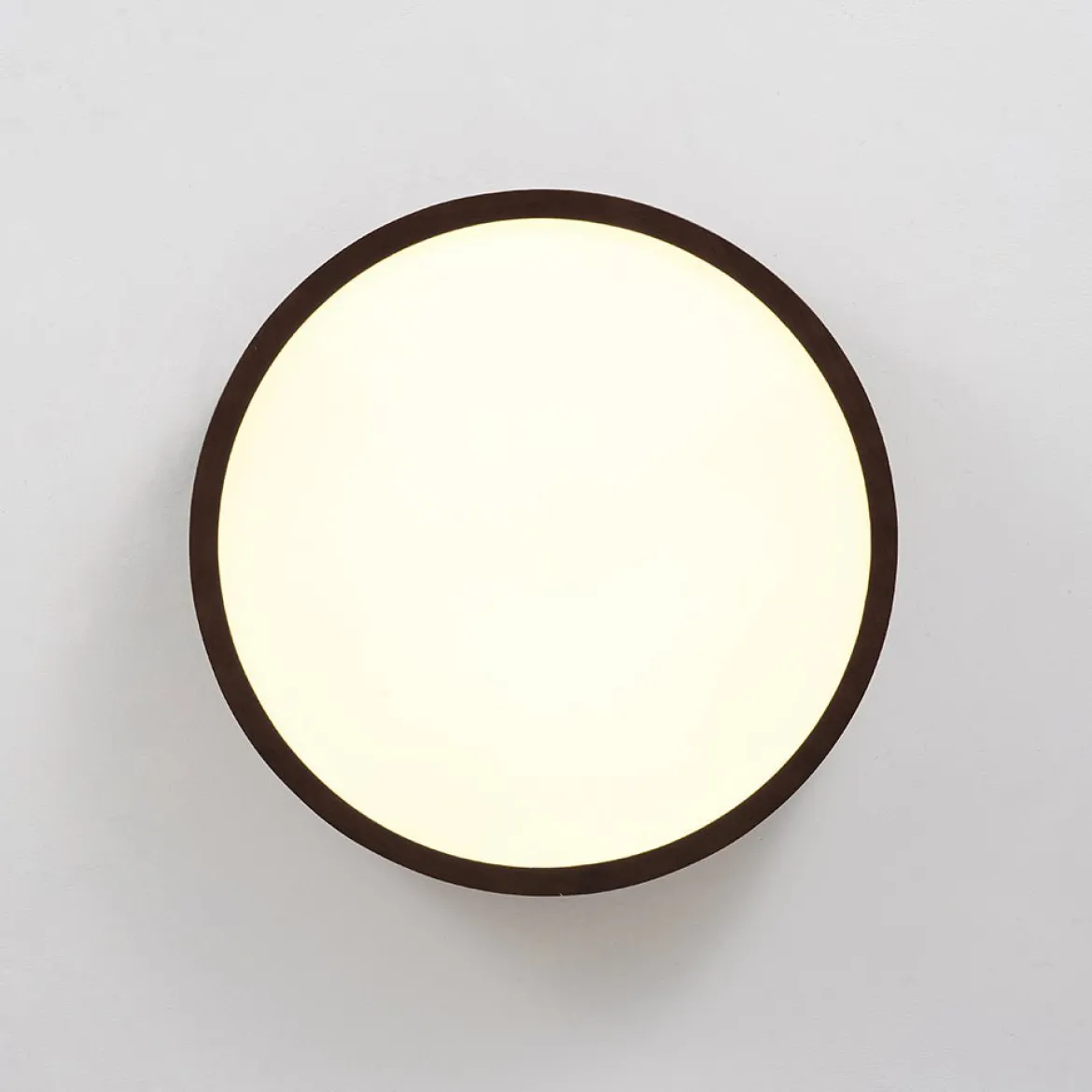 Farmhouse Dimmable LED Walnut Wood Round Flush Mount
