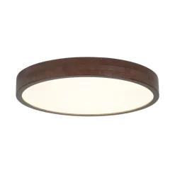 Farmhouse Dimmable LED Walnut Wood Round Flush Mount