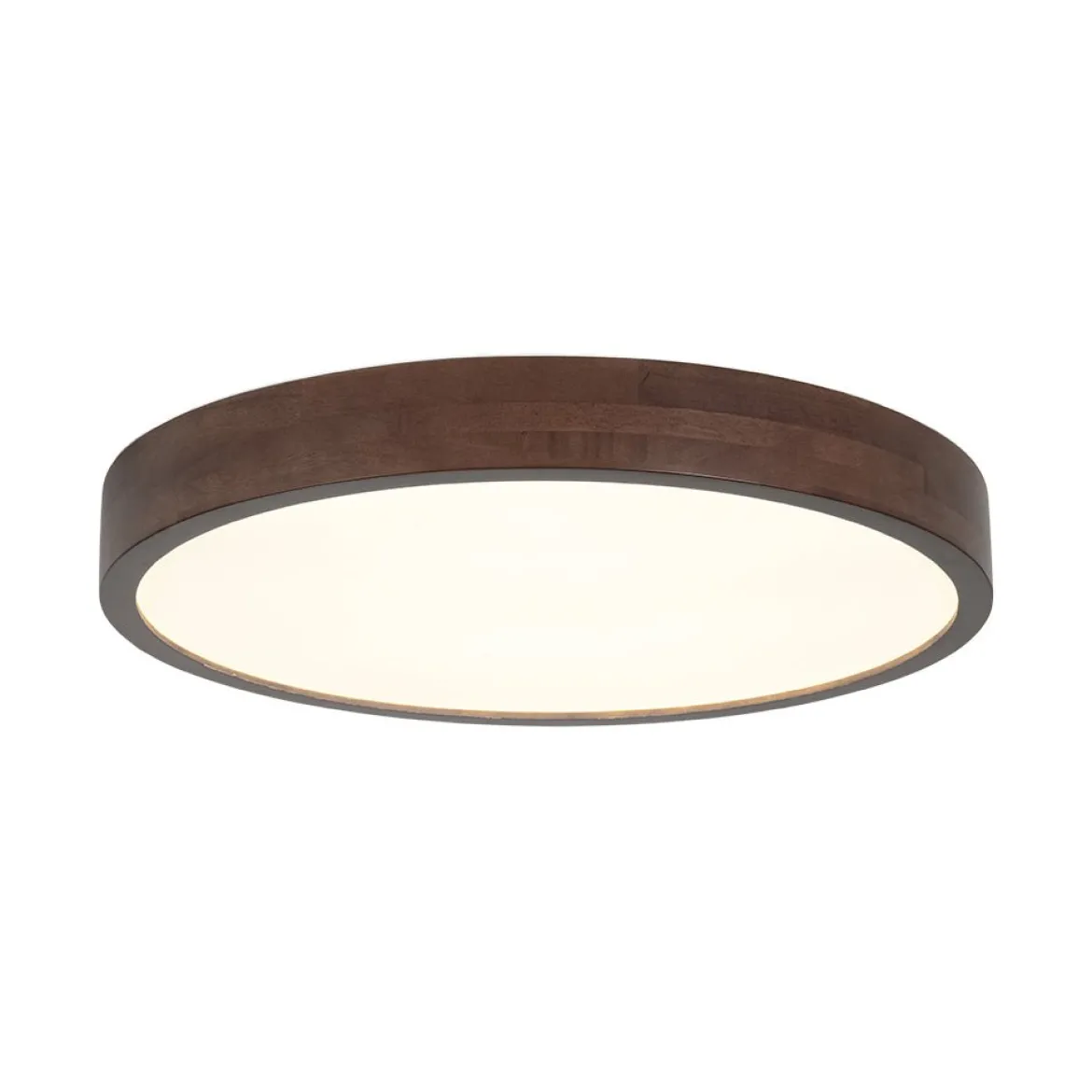 Farmhouse Dimmable LED Walnut Wood Round Flush Mount