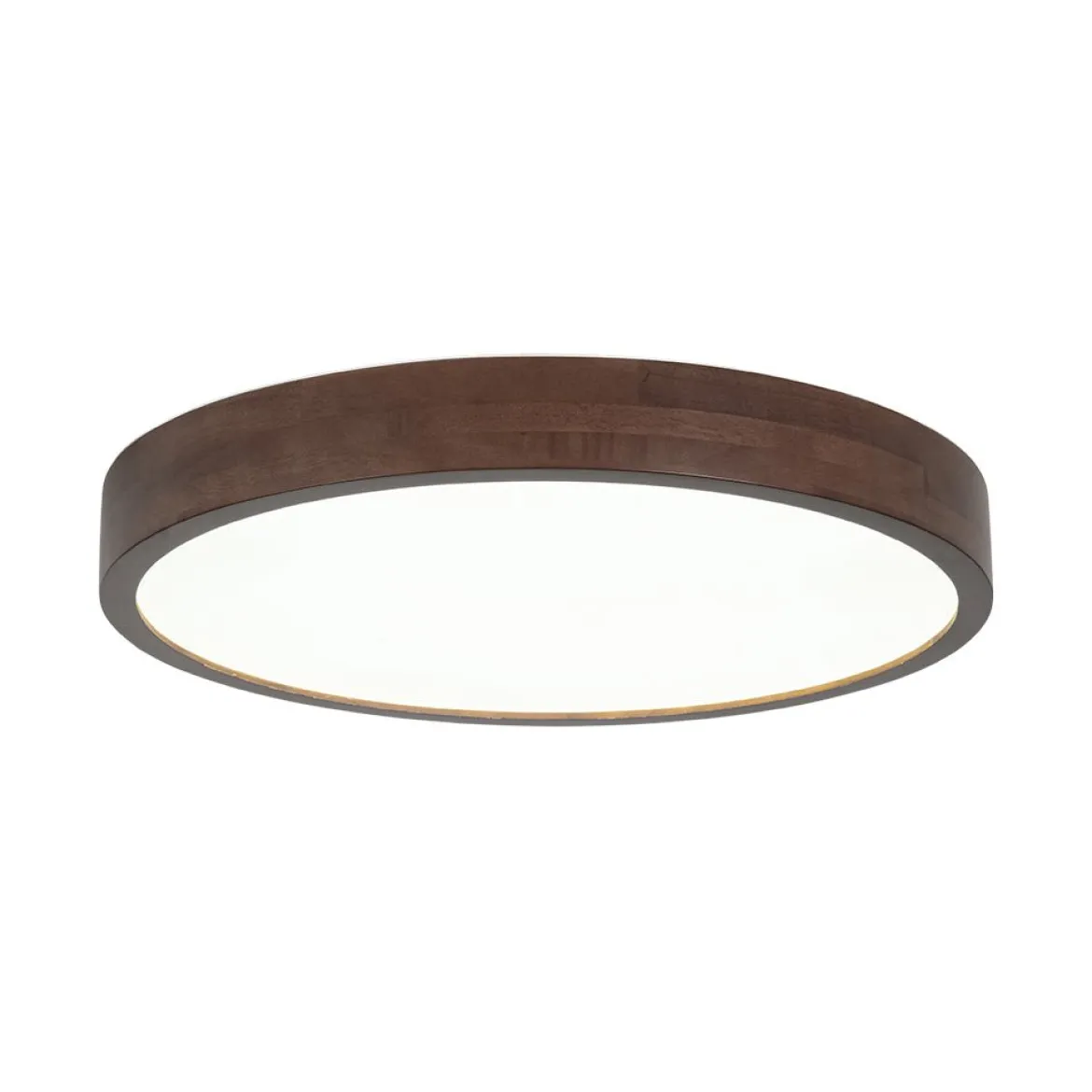 Farmhouse Dimmable LED Walnut Wood Round Flush Mount
