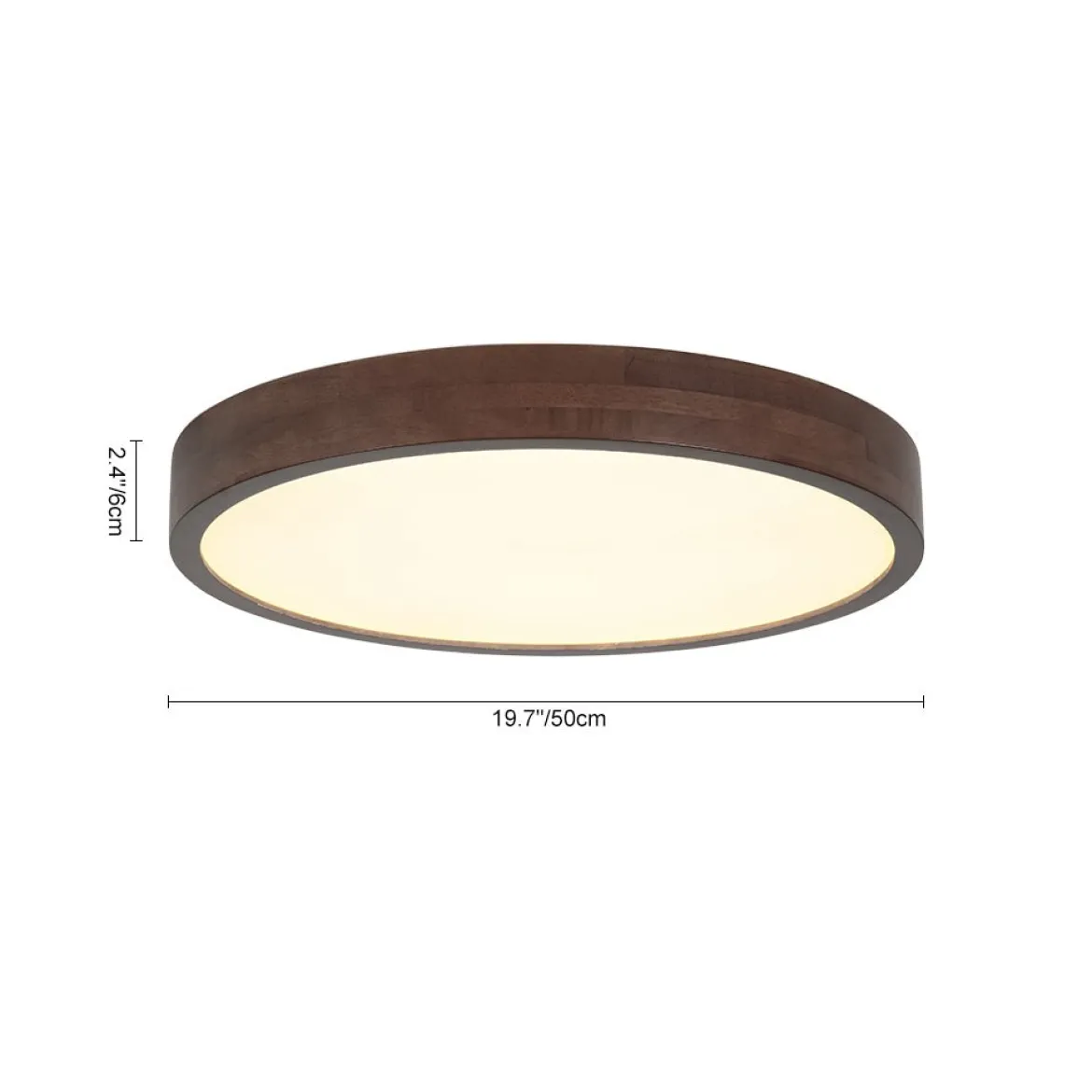 Farmhouse Dimmable LED Walnut Wood Round Flush Mount