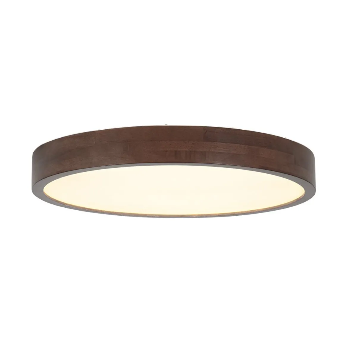 Farmhouse Dimmable LED Walnut Wood Round Flush Mount