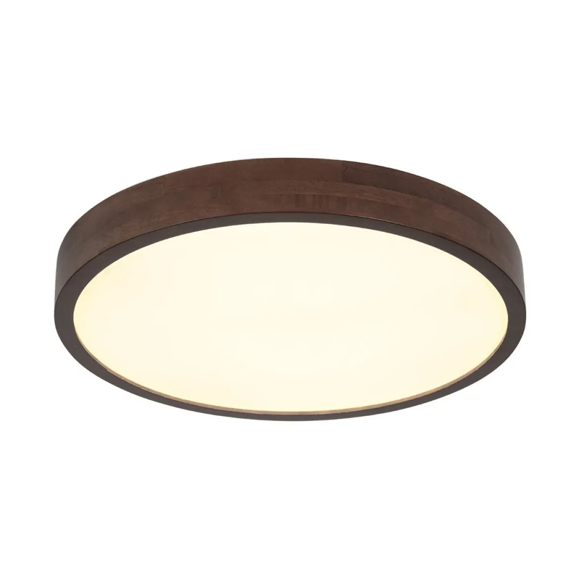 Farmhouse Dimmable LED Walnut Wood Round Flush Mount