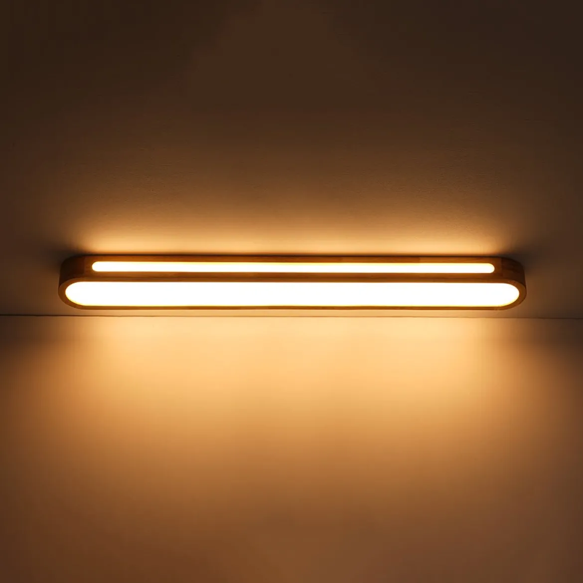 Farmhouse Dimmable LED Wood Oval Flush Mount Light