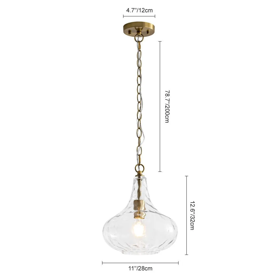 Farmhouse 1-Light Hammered Glass Bell Kitchen Pendant Light