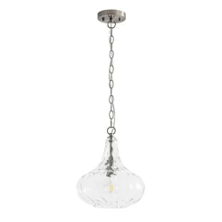 Farmhouse 1-Light Hammered Glass Bell Kitchen Pendant Light
