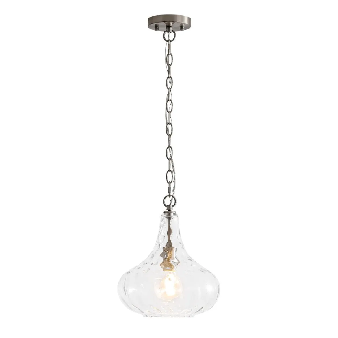 Farmhouse 1-Light Hammered Glass Bell Kitchen Pendant Light