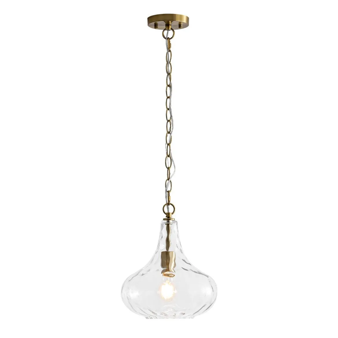 Farmhouse 1-Light Hammered Glass Bell Kitchen Pendant Light