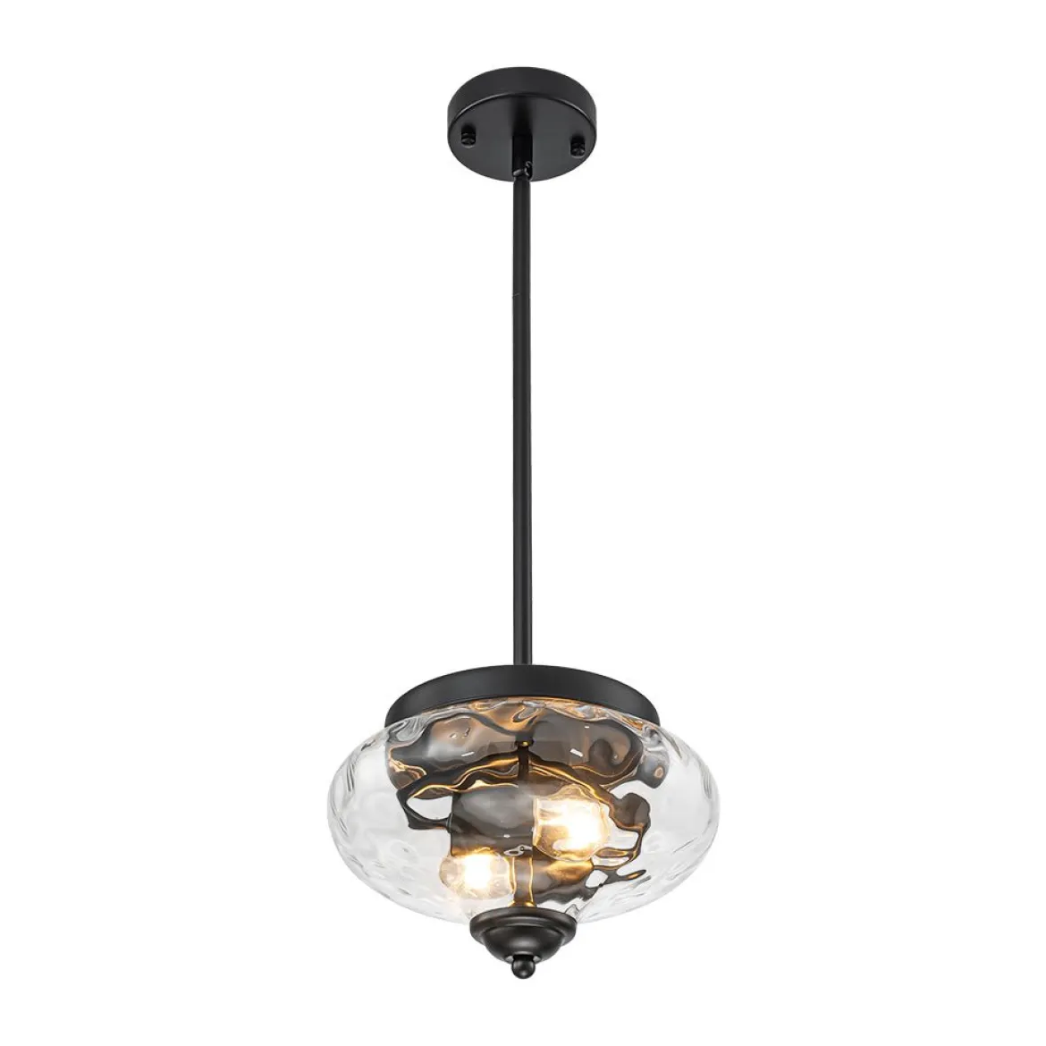 Farmhouse 2-light Round Hammered Glass Pendant Light