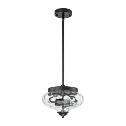 Farmhouse 2-light Round Hammered Glass Pendant Light