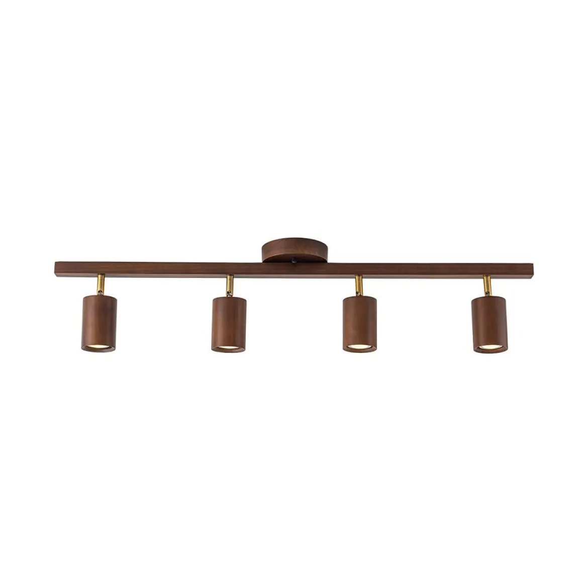 Farmhouse Walnut Wood 4-Light Linear Semi Flush Track Light
