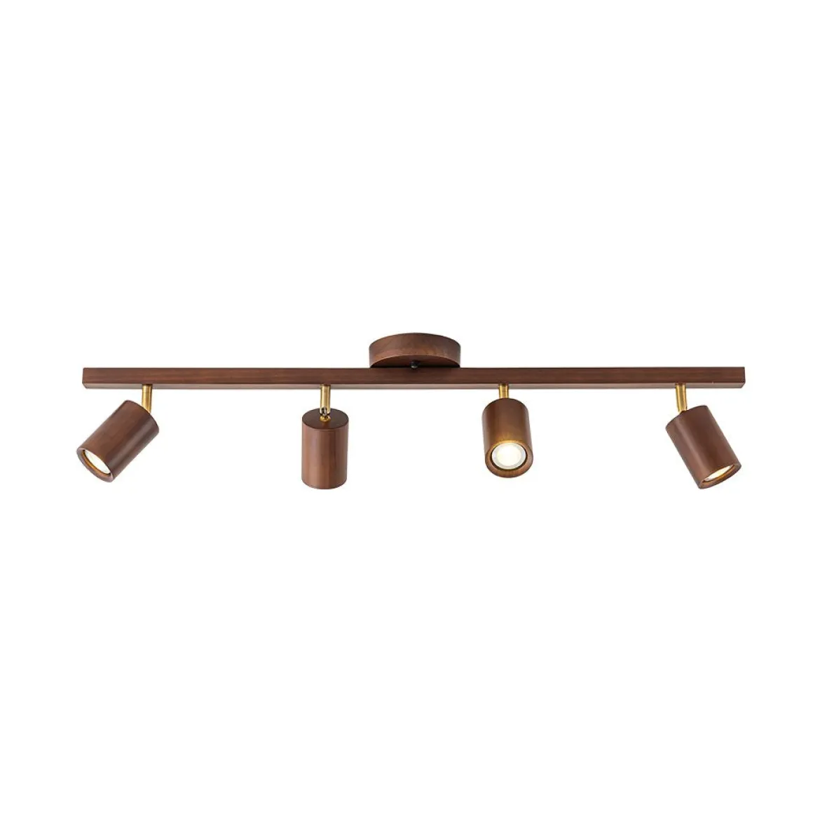 Farmhouse Walnut Wood 4-Light Linear Semi Flush Track Light