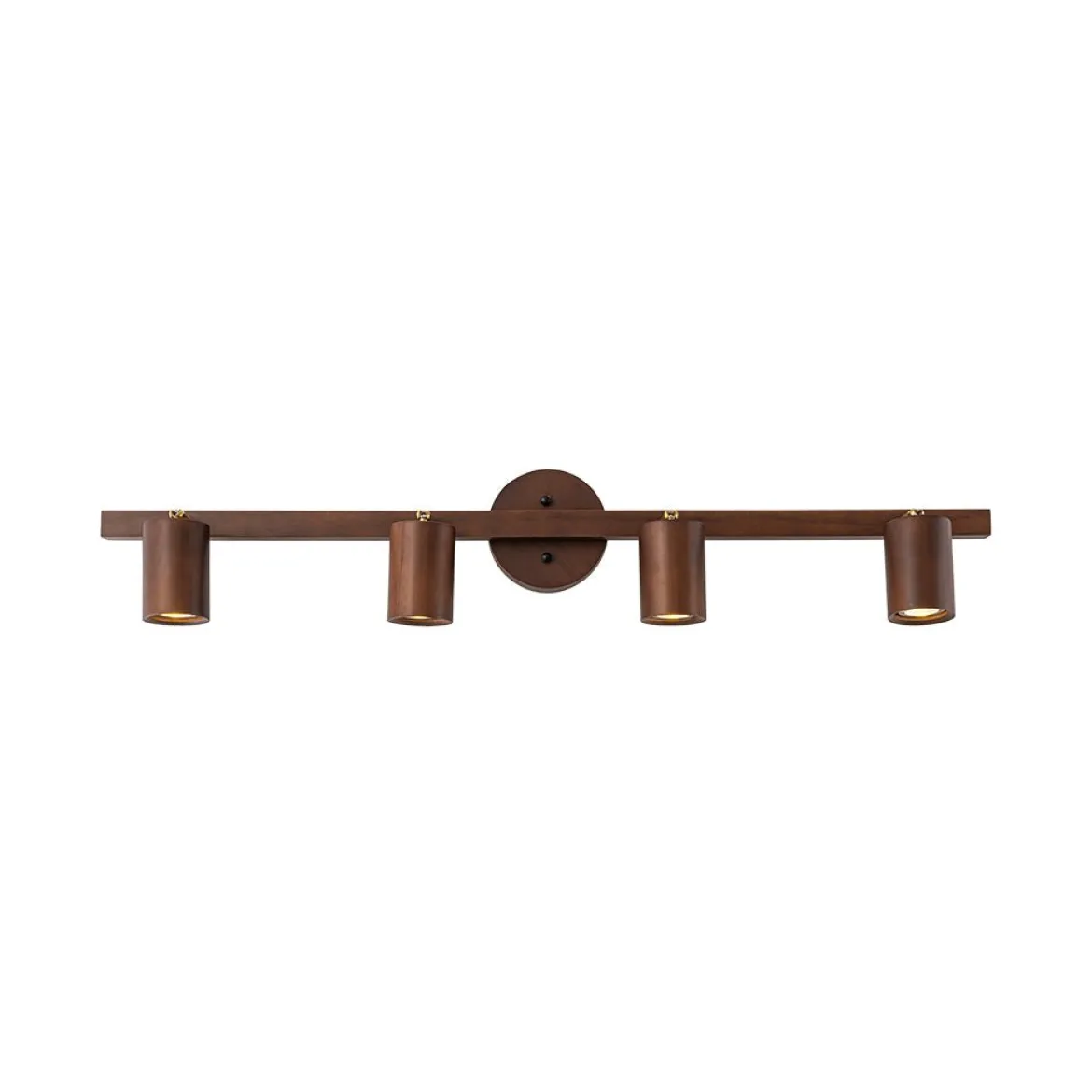 Farmhouse Walnut Wood 4-Light Linear Semi Flush Track Light