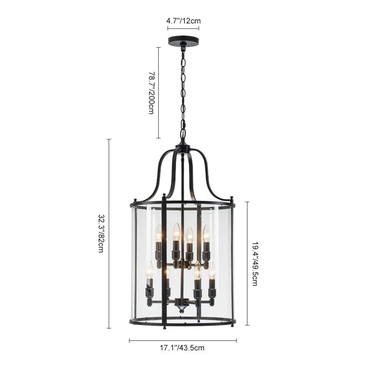 Farmhouse Wide Clear Glass Cylinder Cage Pendant