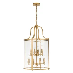 Farmhouse Wide Clear Glass Cylinder Cage Pendant
