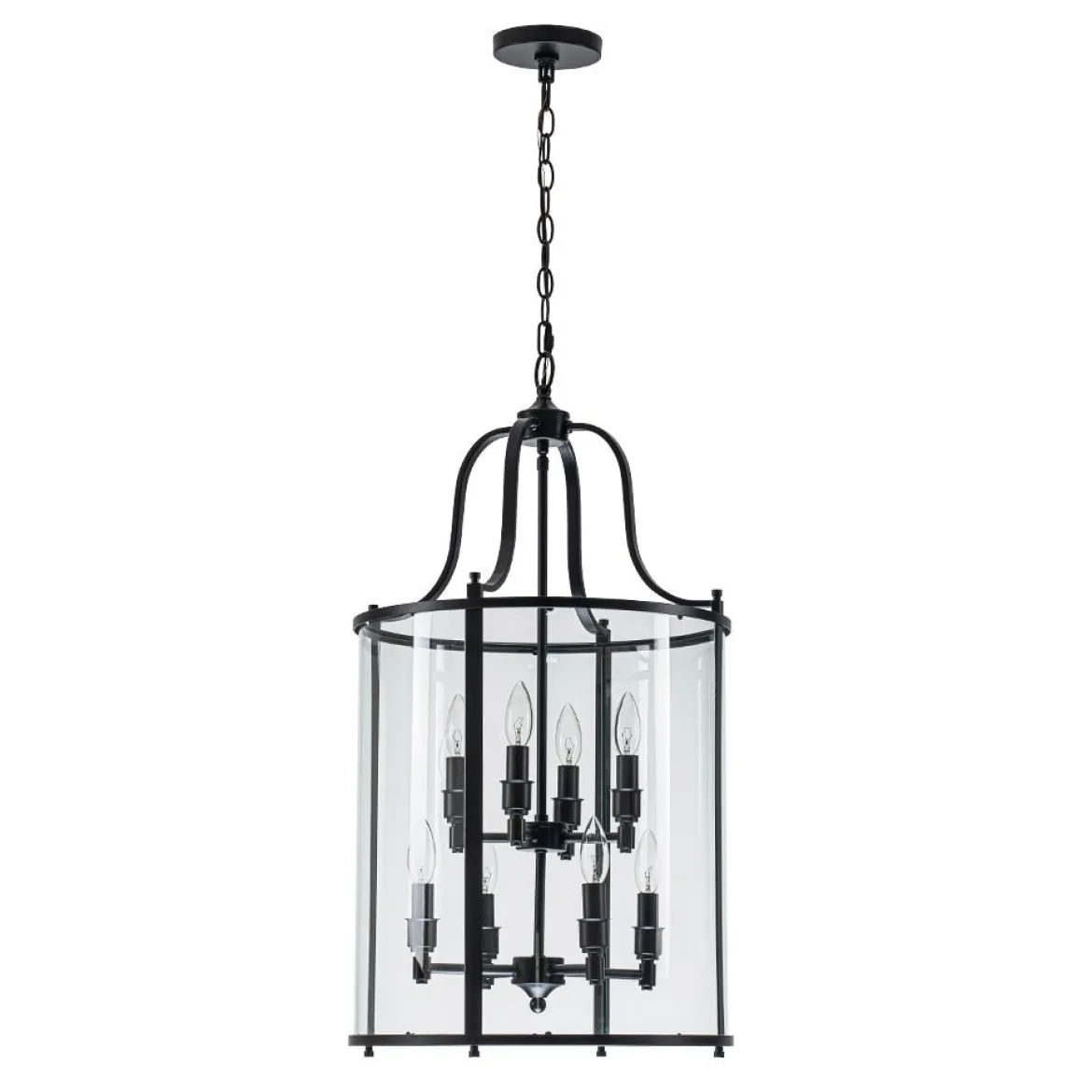 Farmhouse Wide Clear Glass Cylinder Cage Pendant