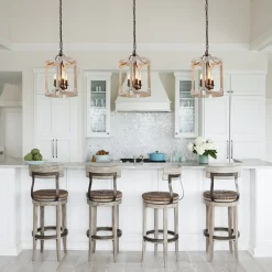 Farmhouse Wood Cylinder Pendant Light