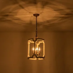 Farmhouse Wood Cylinder Pendant Light
