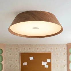 Farmhouse Wood Grain Dimmable LED Round Flush Mount Light