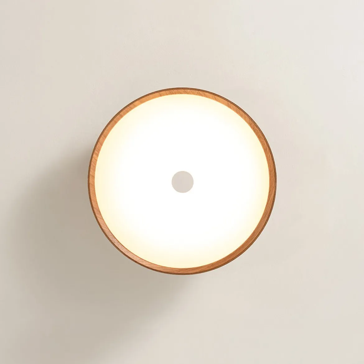 Farmhouse Wood Grain Dimmable LED Round Flush Mount Light