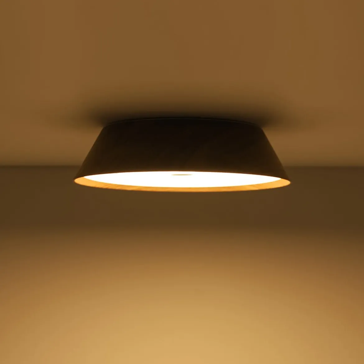Farmhouse Wood Grain Dimmable LED Round Flush Mount Light