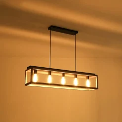 Farmhouse Wooden Rectangular Cage Island Chandelier