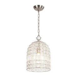 French Antique Brass Crystal Cage Chandelier