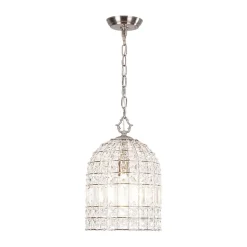 French Antique Brass Crystal Cage Chandelier