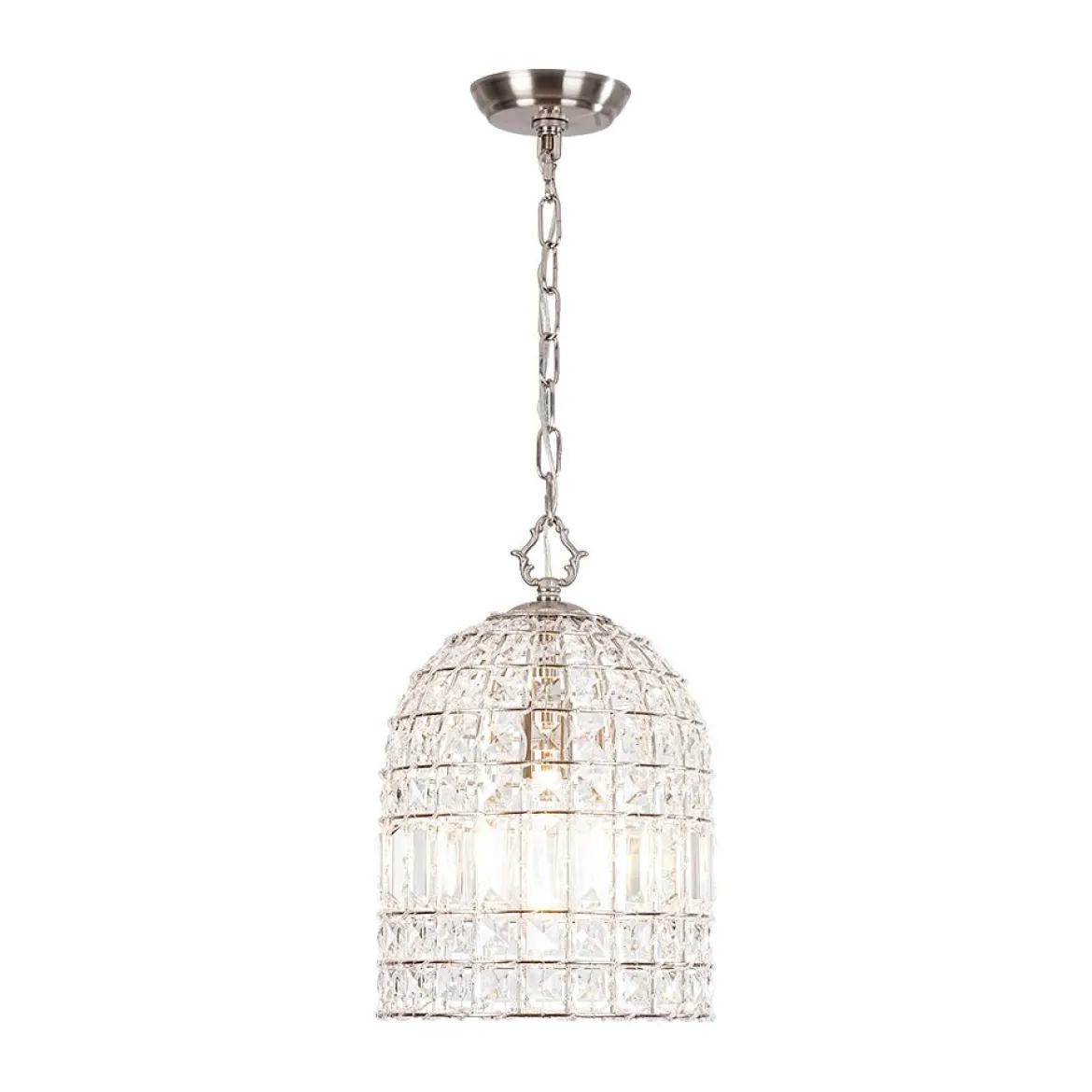 French Antique Brass Crystal Cage Chandelier