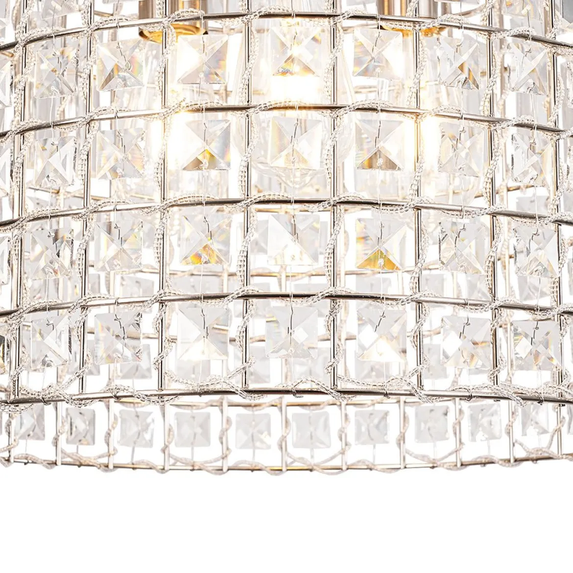 French Antique Brass Crystal Cage Chandelier