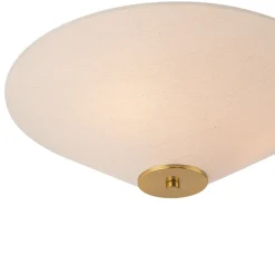 French Country Ivory Linen Conical Cage Semi Flush Mount