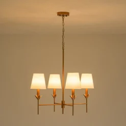 French Country 4-Light Fabric Round Candle Style Chandelier