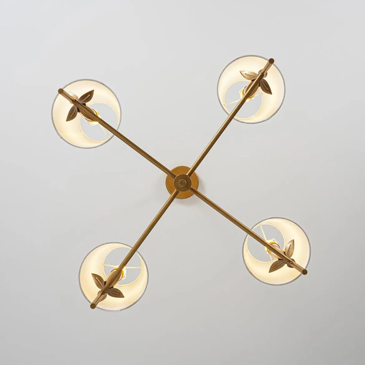 French Country 4-Light Fabric Round Candle Style Chandelier