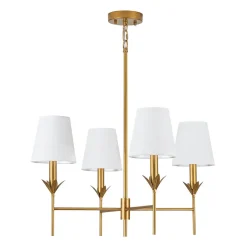 French Country 4-Light Fabric Round Candle Style Chandelier
