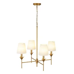 French Country 4-Light Fabric Round Candle Style Chandelier