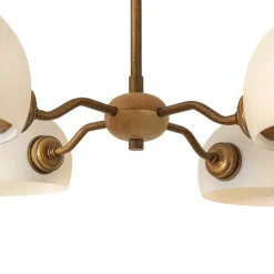 French Country 4-Light Frosted Glass Round Sputnik Chandelier