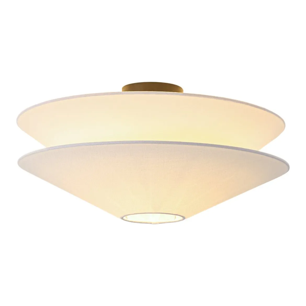 French Country 2-Tier White Linen Conical Semi Flush Mount