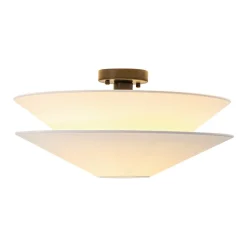 French Country 2-Tier White Linen Conical Semi Flush Mount