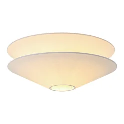 French Country 2-Tier White Linen Conical Semi Flush Mount