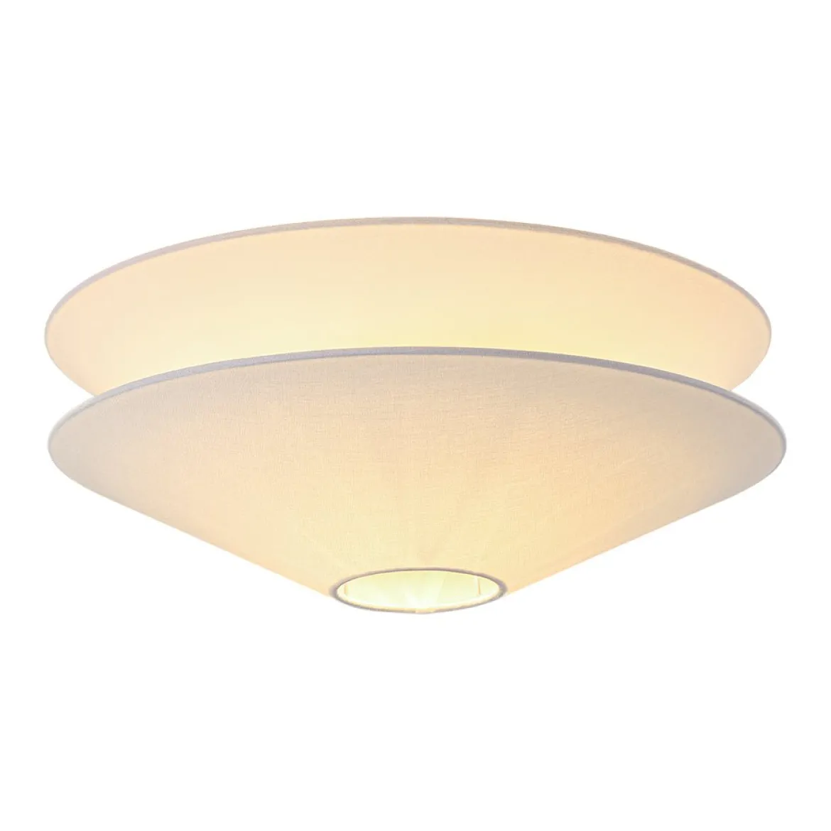 French Country 2-Tier White Linen Conical Semi Flush Mount