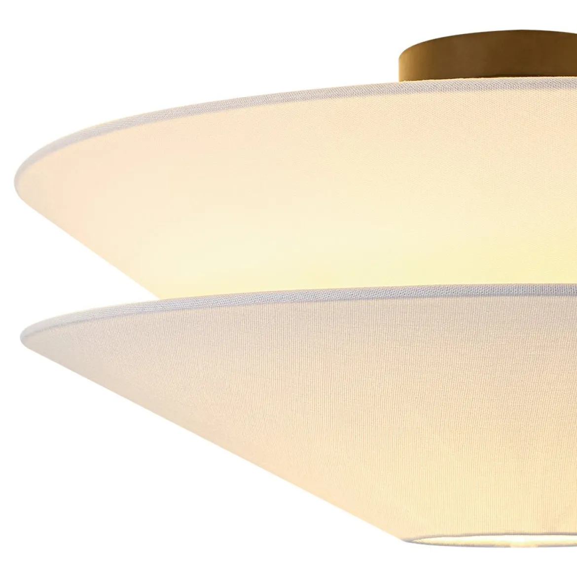 French Country 2-Tier White Linen Conical Semi Flush Mount