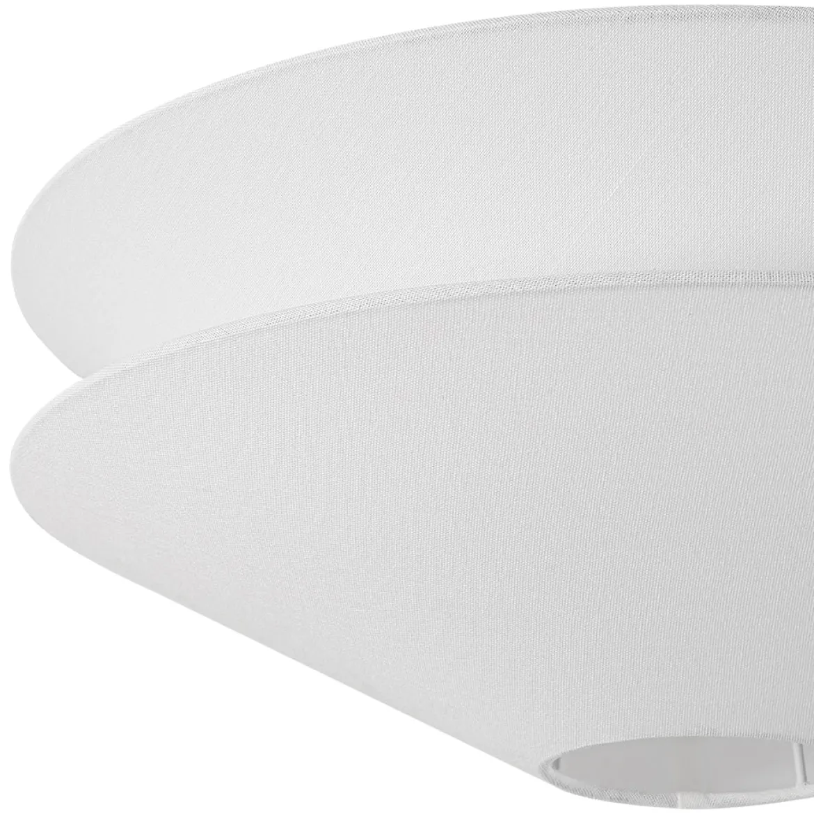 French Country 2-Tier White Linen Conical Semi Flush Mount