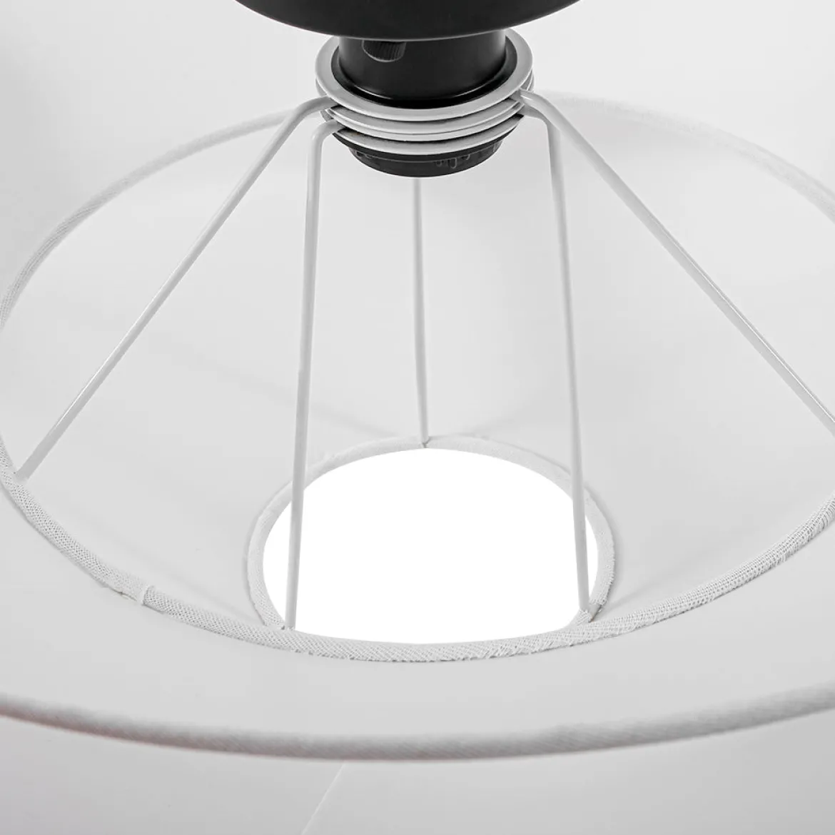 French Country 2-Tier White Linen Conical Semi Flush Mount