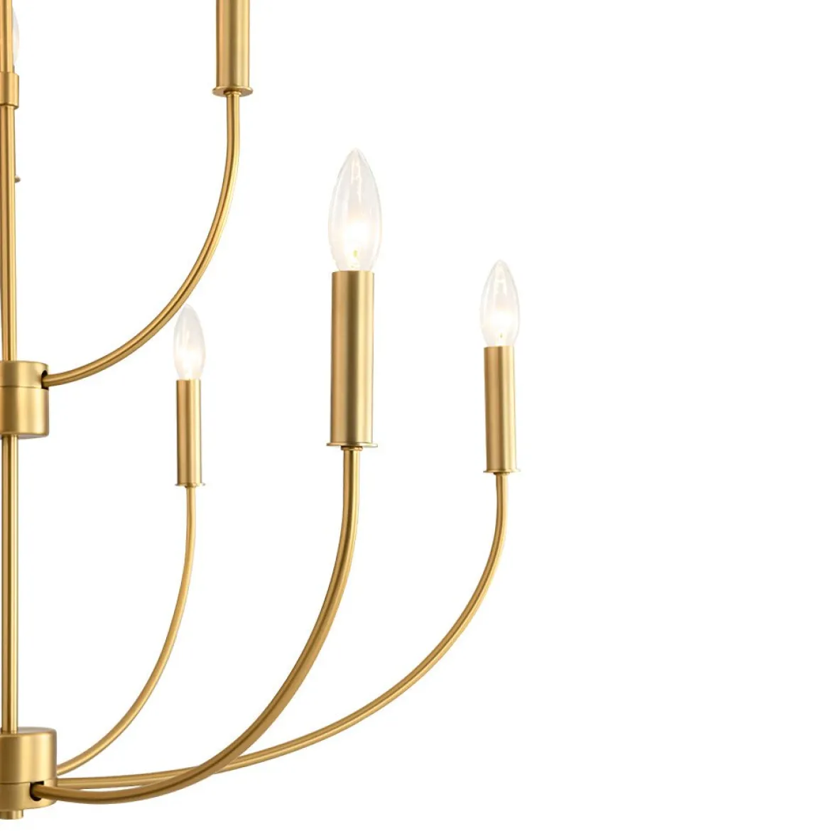 French Farmhouse Brass 2-Tier Candle Style Chandelier